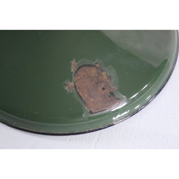 Vintage 14" Industrial Salvage Barn Light Shade in worn green enamel, lamp - Picture 5 of 10